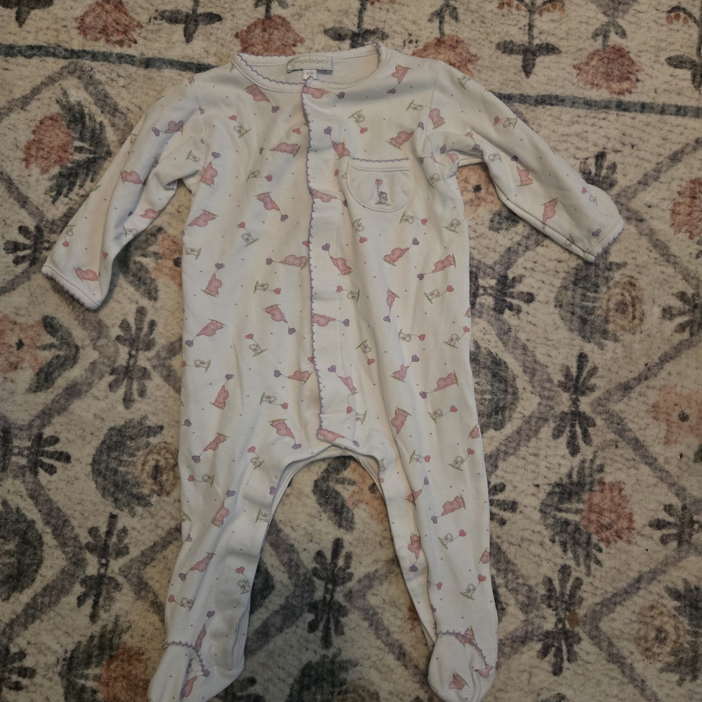 Magnolia Baby Elephant Print Footie – 6M